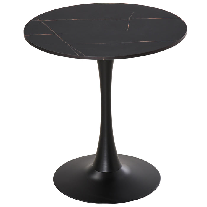 Round Modern Dining Table - Metal Base Leisure Coffee/Bistro Table for Kitchen & Dining Room - Perfect for Meals & Social Gatherings, Black Finish