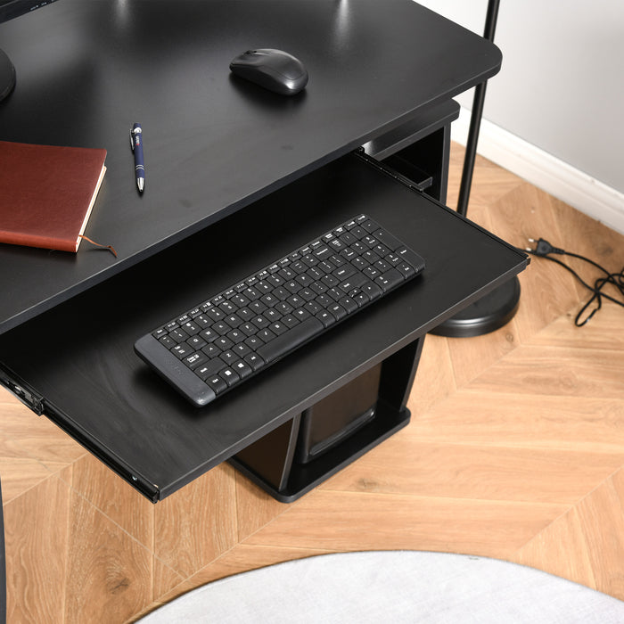 Ergonomic Home Office Computer Desk - Workstation with Keyboard Tray, CPU Shelf, Drawers, Sliding Scanner Shelf - Ideal for Remote Work and Study Spaces