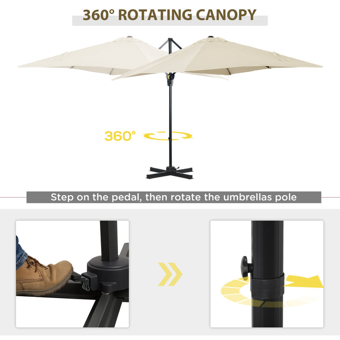 Deluxe 2.5m Offset Cantilever Parasol - Aluminium Patio Umbrella with 360° Rotation and Crank Handle, Cream White - Ideal Outdoor Sun Shade for Gardens and Patios