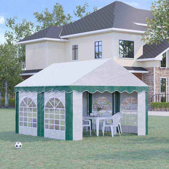 Garden Gazebo Marquee with Sides 4x4m - Galvanised Party Tent with Windows and Double Doors - Ideal for Weddings, Parties, and Outdoor Events