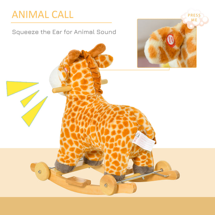 Kids 2-in-1 Plush Giraffe Rocker and Glider - Rocking Horse with Lifelike Sounds, Soft Fabric - Fun and Engaging Toy for Children 3-6 Years Old