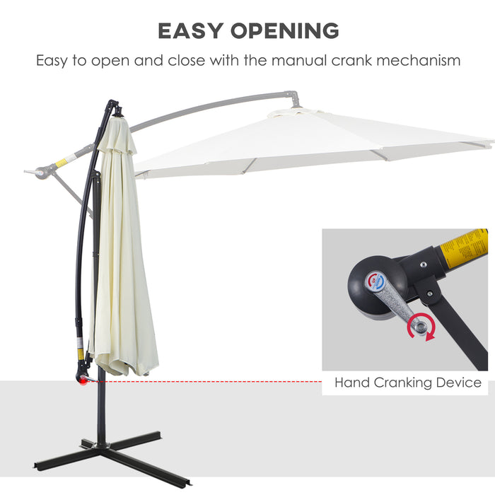 Banana Parasol Cantilever Umbrella with Crank - 3m Hanging Sun Shade, 8-Rib Structure, Cross Base - Ideal for Garden and Outdoor Relaxation