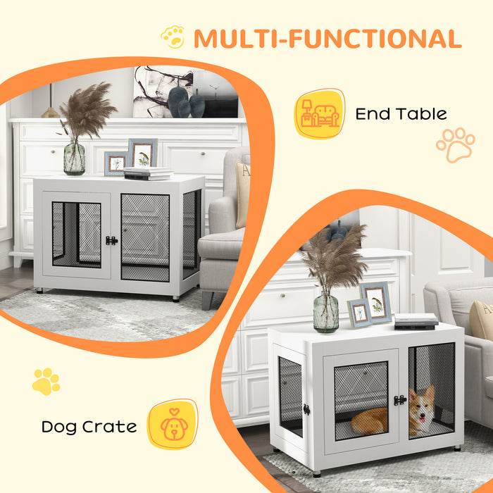 Dog Cage & Side Table Combo - 2-in-1 Design with Dual Entry and Comfy Cushion - Ideal for Large Dog Comfort and Home Decor Integration