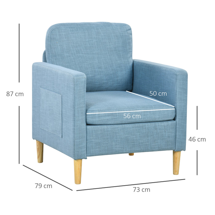 Comfy Modern Accent Armchair - Upholstered Fireside Seat for Living Room & Bedroom - Ideal for Home Office, Relaxation in Light Blue