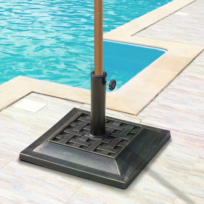 Square Bronze Resin Parasol Base, 44 cm - Sturdy & Elegant Outdoor Umbrella Stand - Ideal for Garden Patio Stability