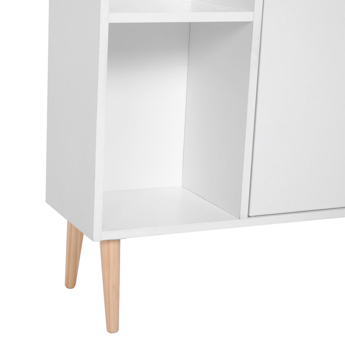 Open Bookcase with Storage Cabinet - Free-Standing Wooden Display Unit with Shelves and Two Doors - Versatile Organization for Home or Office