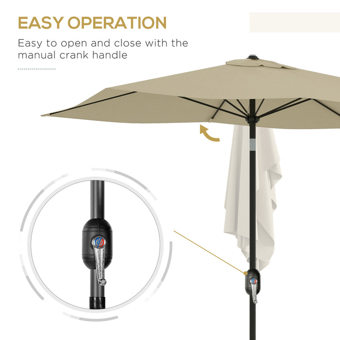 Rectangular Garden Parasol Umbrella, 2x3m - Crank & Push Button Tilt, 6-Rib Aluminium Structure, Cream White - Ideal Sun Shade for Outdoor Markets and Patios