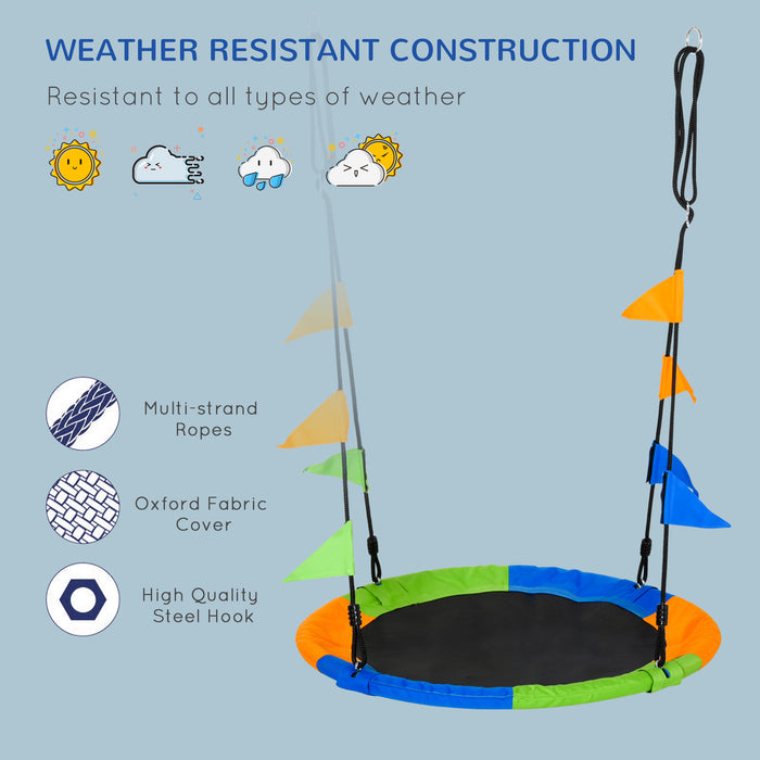 Kids Saucer Tree Swing Set with Adjustable Rope - Waterproof Round Seat, Sturdy Steel Frame for Outdoor Play - Ideal for Backyard Fun and Playground Activities