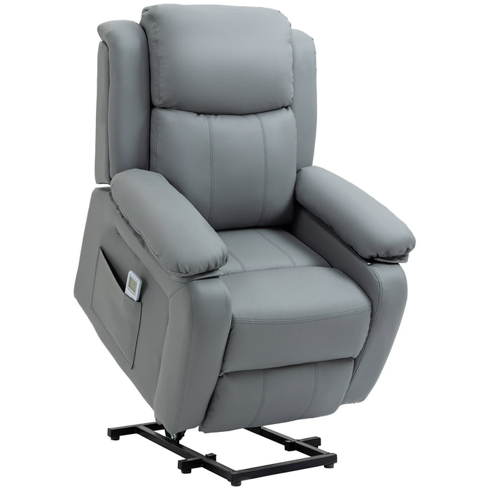 Electric Power Lift Recliner Chair with Vibration Massage - Remote Control and Side Pocket for Storage - Ideal for Elderly Comfort and Relaxation