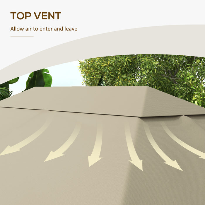 3 x 4m Gazebo Canopy Top Cover - Khaki Roof Replacement for Outdoor Shelter - Ideal for Garden Patio Enhancement