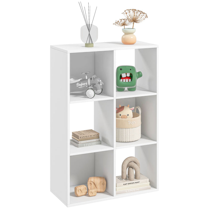 3-Tier 6-Cube Storage Organizer - Particle Board Cabinet Bookcase with Shelving - Ideal for Home Office Organizing and Decor in White