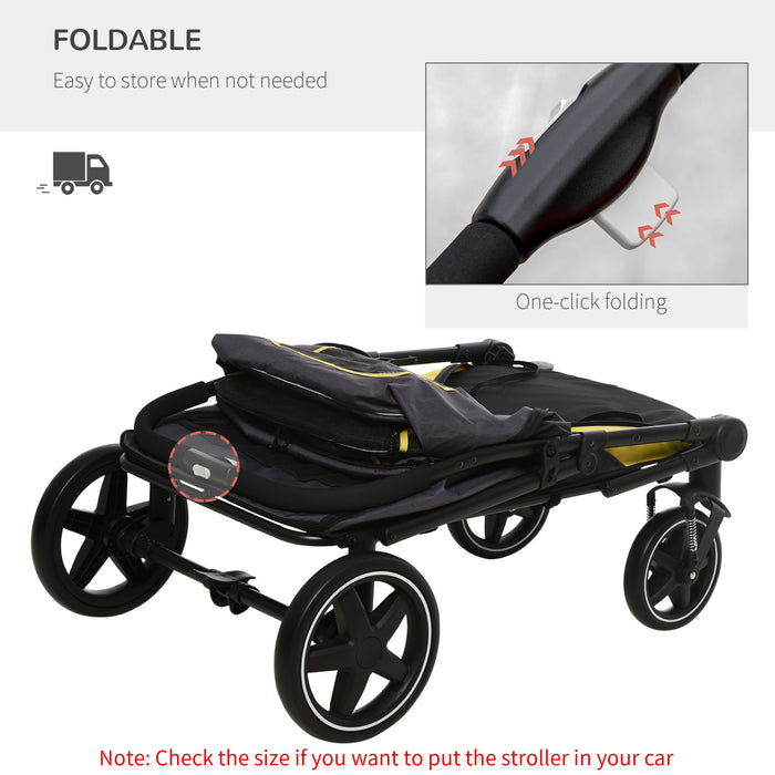 Pet Travel Carriage - Shock-Absorbing Stroller with Universal Front Wheels & One-Click Folding - Ideal for Dogs & Cats, with Brakes, Storage & Mesh Window