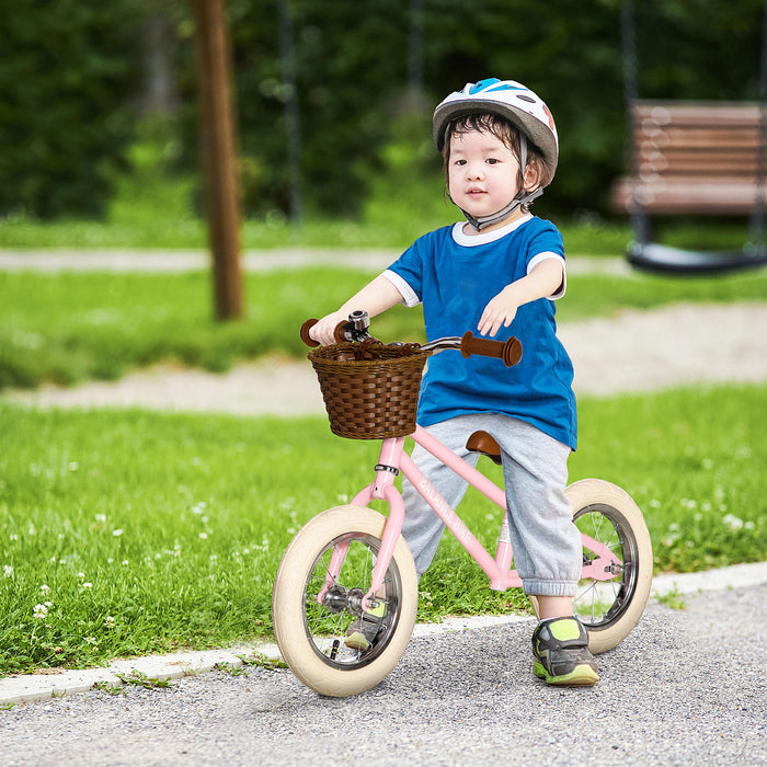 Kids Balance Bike - Toddler Training Bicycle with No Pedals, Adjustable Handlebars, Basket, Bell for 3-6 Year Olds - Perfect First Bike for Boys & Girls