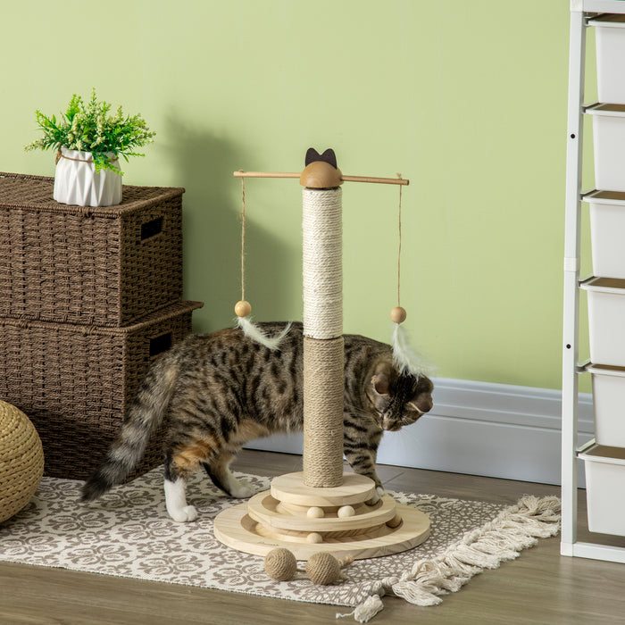 Cat Tree Activity Center - 56cm Multi-Level Kitty Playhouse with Interactive Turntable Ball - Ideal for Scratching & Exercise with Durable Jute & Sisal Posts