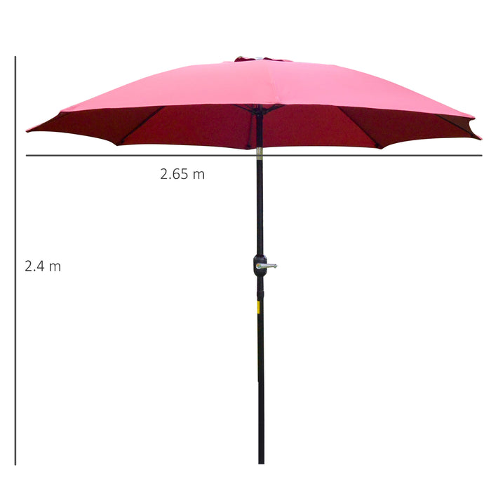 Large 2.6 Meter Red Outdoor Umbrella Parasol - UV & Wind Resistant Garden Shade - Ideal Sun Protection for Patio & Backyard