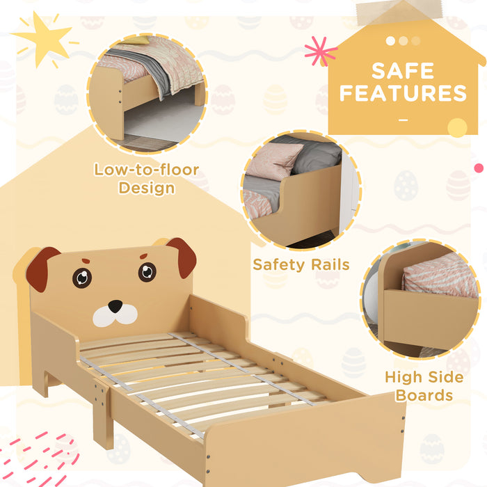 Puppy-Themed Toddler Bed - Sturdy Frame & Fun Design for Ages 3-6, 143x74x58 cm - Bright Yellow Color to Brighten Kids' Room