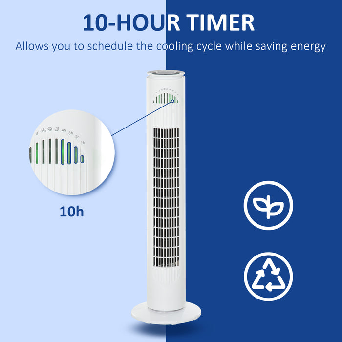 Freestanding 30-Inch Tower Fan with LED & Remote - 3 Speed Settings, 70° Oscillation, 10-Hour Timer - Perfect for Home & Office Cooling Needs