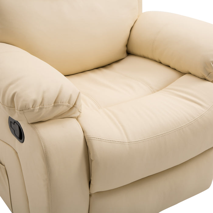 PU Leather Recliner with Heat and Massage - 8-Point Vibrating Recliner with Swivel Base and Footrest - Comfortable Seating Solution for Relaxation and Stress Relief, Beige