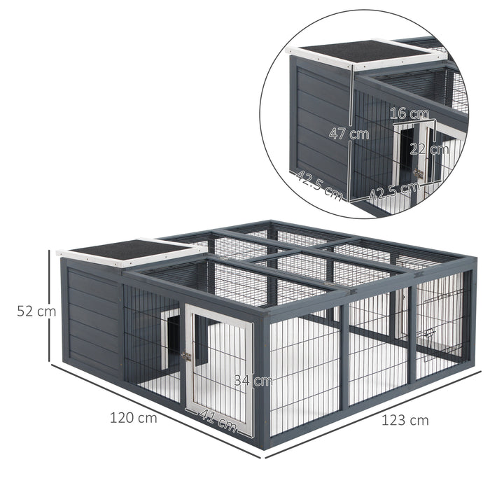 Outdoor Wooden Rabbit Hutch - Small Animal Enclosure with Main House & Extended Run - Ideal for Bunnies, Ferrets, Ducks, and Chinchillas