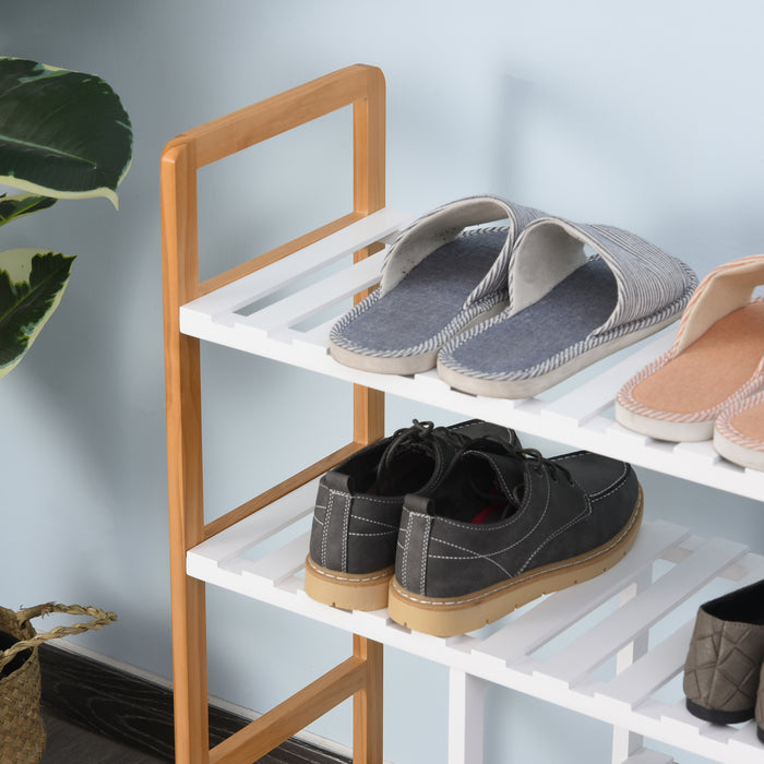 4-Tier Shoe Organizer Stand - Wooden Frame Storage Rack, 78x68x26cm Shelf for Footwear - Space-Saving Hallway Entryway Furniture