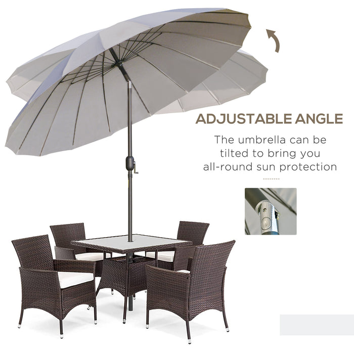 Adjustable 2.5m Garden Parasol - Outdoor Sun Shade Umbrella with Crank and Tilt Functionality, Light Grey - Perfect for Patio and Backyard Relaxation