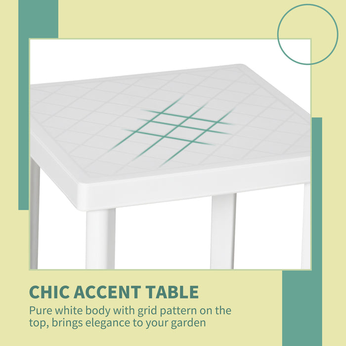 Outdoor 2-Piece Patio Set - Dining Table with Lounge Chair and Side Table in White - Perfect for Garden Entertaining and Relaxation