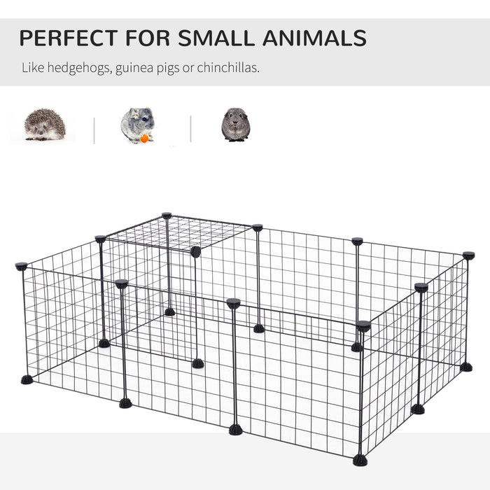 Modular Metal Wire Pet Playpen - 106 x 73 x 36 cm, Durable Black Coating - Ideal for Small Pets & Indoor Play Area