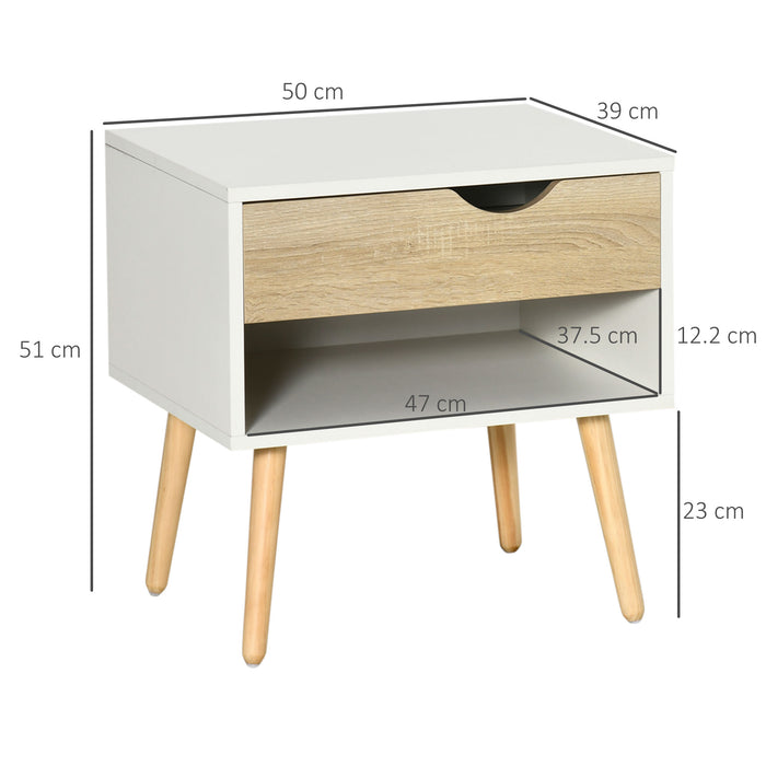 Modern Nightstand Set - Stylish Bedside Table with Drawer and Shelf - Ideal End Table for Bedroom and Living Room Storage, Pack of 2