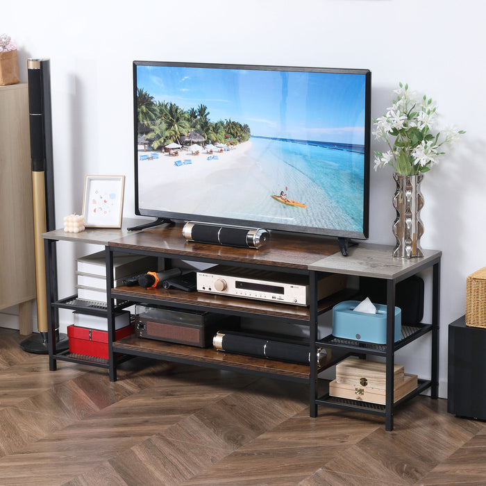 Industrial Style TV Stand - Entertainment Center for 65-inch TVs with Storage Shelves - Perfect for Living Room Organization and Decor