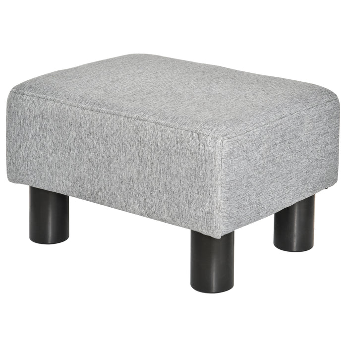 Linen Fabric Ottoman - Compact Grey Footrest with Sturdy Legs for Home and Office - Versatile Small Seat Footstool for Space-Saving Comfort