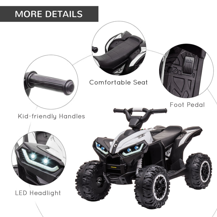 12V Quad Bike ATV Ride-On - Forward/Reverse, High/Low Speed, Slow Start, Suspension, Horn & Music Features - Perfect Play Vehicle for Kids