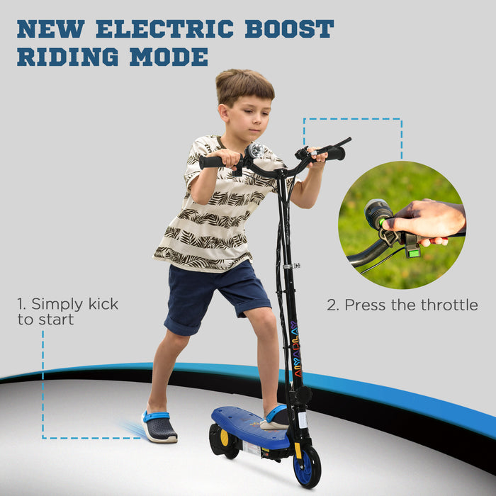 Foldable Electric Scooter with LED Illumination - Sturdy E-Scooter for Kids and Preteens - Safe, Fun Mobility for Ages 7-14 Years, Vibrant Blue Color