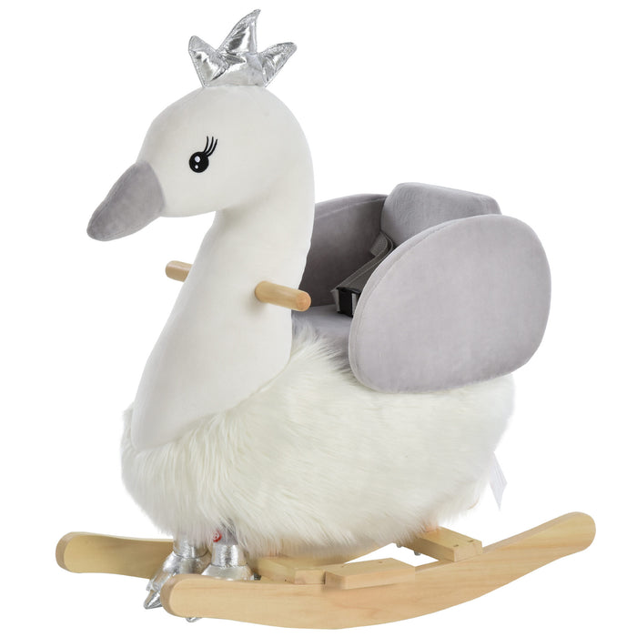 Plush Swan-Shaped Rocking Animal for Kids - Toddler Ride-On Toy with Realistic Sounds - Ideal for Ages 18-36 Months