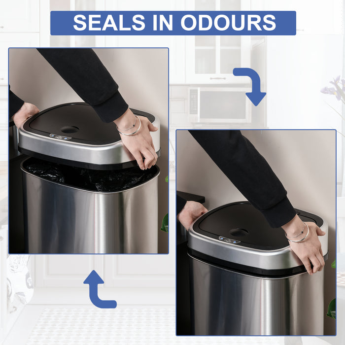 Stainless Steel Sensor Dustbin 48L - Automatic Touchless Garbage Waste Bin for Hygienic Disposal - Ideal for Home and Office Use