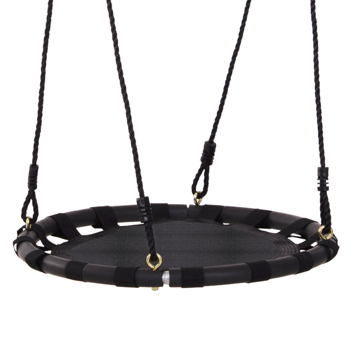 Kids Nest Swing Seat - 23.5 Inch Round Metal Frame Hanging Tree Swing for Playground, Garden, Outdoor Play - Durable Black Play Toy for Backyard Fun