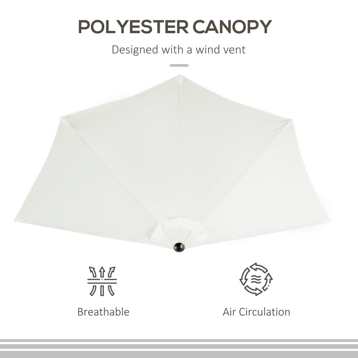 Balcony Half Parasol with 5 Steel Ribs - 2.7m Cream White Outdoor Garden Umbrella - Ideal for Small Spaces & Patios