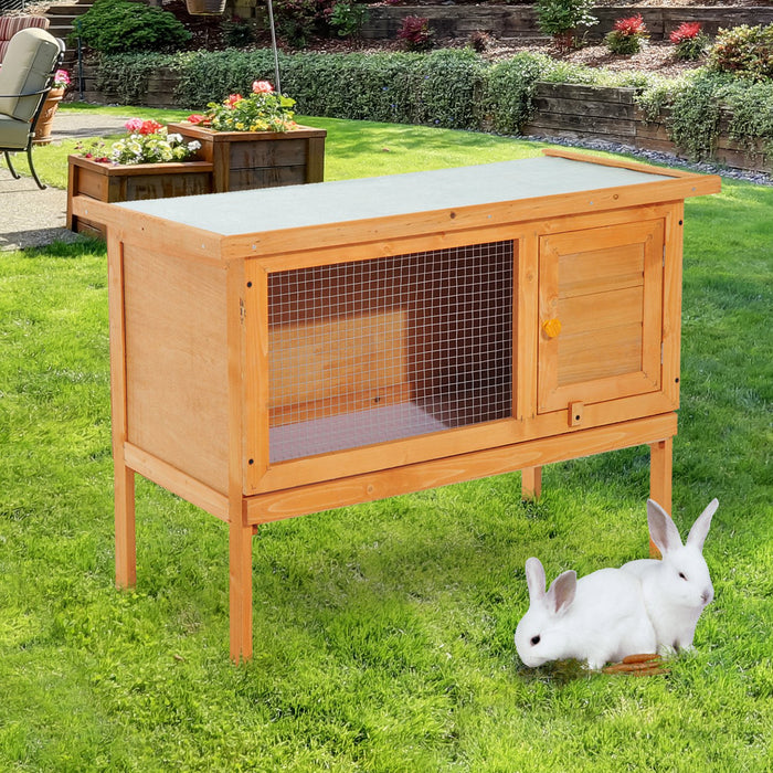 Rabbit Hutch with Spacious Interior - 90x45x65cm Fir Wood Cage - Ideal for Small Rabbits and Pets