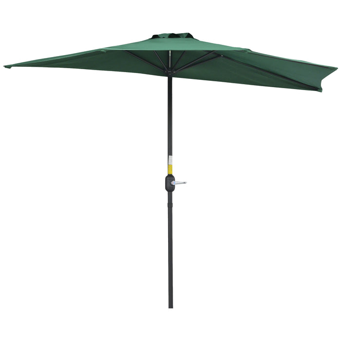 Half Parasol Balcony Umbrella - 2.7m Outdoor Shade with 5 Steel Ribs, Sturdy Construction in Green - Ideal for Garden, Patio, Balcony Spaces