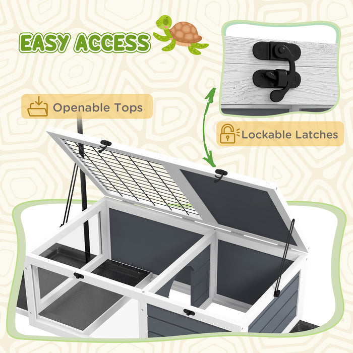 Adjustable Lamp Wooden Tortoise Table - Open-Top House with Pull-Out Cleaning Tray - Ideal Habitat for Tortoises