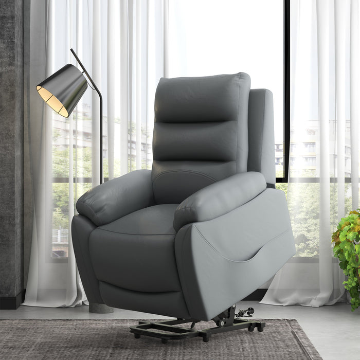 Luxurious PU Leather Electric Power Lift Recliner - Elderly-Friendly Chair with Vibration Massage and Side Pockets - Comfort and Support for Seniors