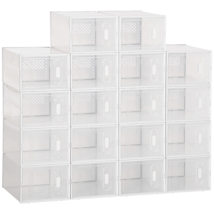 Modular Shoe Organizer with Magnetic Closure - Stackable Clear Cube Storage for UK/EU Sizes up to 43 - Space-Saving Solution for Men & Women’s Footwear