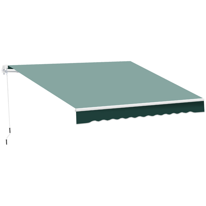 Manual Retractable Awning 2.5m x 2m - Green Sun Shade Shelter for Garden Patio with Winding Handle - Outdoor Living Space Enhancement