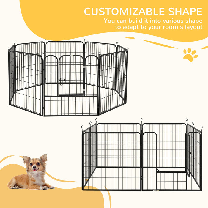 Heavy Duty 8-Panel Pet Playpen - Puppy and Rabbit Enclosure, Foldable, 80 x 80 cm for Indoor/Outdoor Use - Ideal for Play Area and Exercise Pen