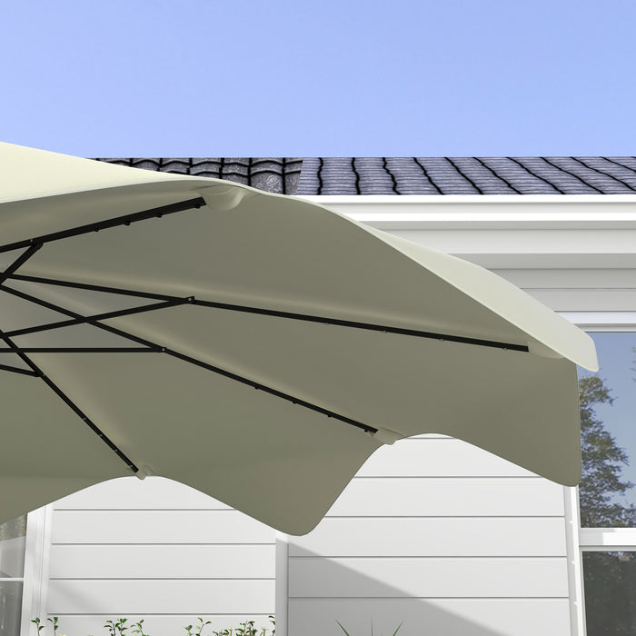 Solar LED Illuminated Patio Umbrella - Tilting Outdoor Parasol with Easy Crank, 3 x 3m Cream White - Ideal for Garden, Market, Table Shade