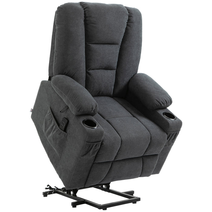 ElderEase Comfort Recliner - Oversized Upholstered Lift Chair with Remote Control and Storage - Ideal for Seniors, Features Side Pockets and Cup Holder