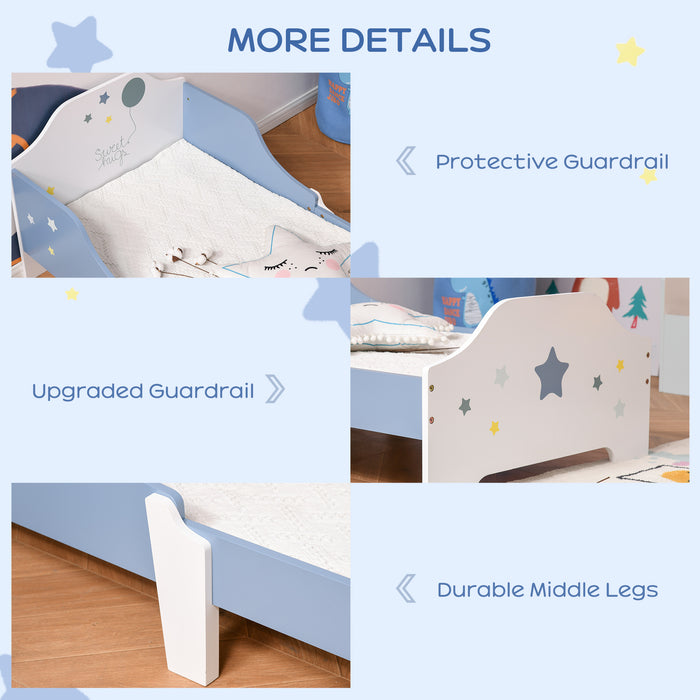 ToddlerGuard Dreamy Starry Wooden Bed - Safety-Rounded Edges, Guardrails for Protection, Fun Star Design - Ideal for Transitioning Toddlers to Big Kid Beds