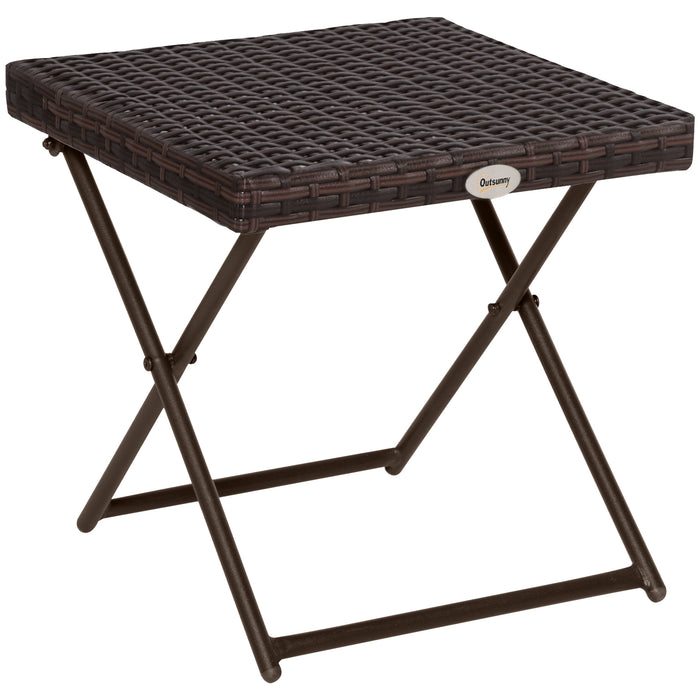 PE Wicker Rattan Folding Table - Sturdy Square Design in Elegant Black - Ideal for Outdoor & Indoor Use