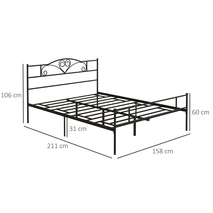 King Size 5ft4 Metal Bed Frame with Headboard and Footboard - Sturdy Construction, Ample Under-Bed Storage - Ideal for Master Bedroom Space Optimization