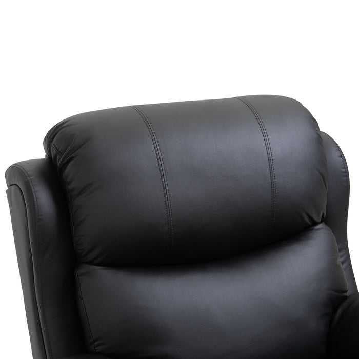 PU Leather Massage Recliner Chair with Heating - 8-Point Vibrating Massage, Swivel Base, Built-in Footrest, and Remote Control - Comfortable Lounge Chair for Relaxation and Stress Relief