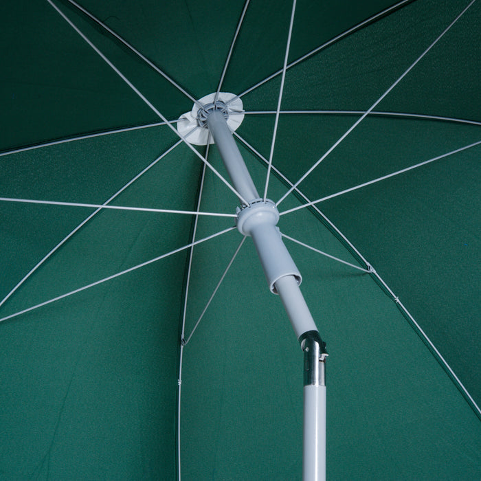 Steel Dark Green Beach Umbrella - Large 2.2m Parasol for Sun Protection - Ideal for Beachgoers and Outdoor Activities